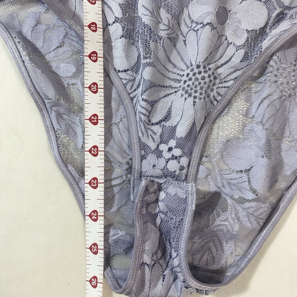 Aerie Floral Lace Bodysuit Lavender Gray Medium - Picture 4 of 13
